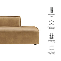 Restore Toast Vegan Leather Right-Facing Armless Modular Chaise - Ornate Home