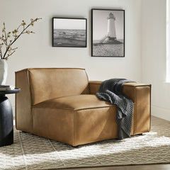 Restore Toast Vegan Leather Right-Facing Modular Lounge Chair - Ornate Home