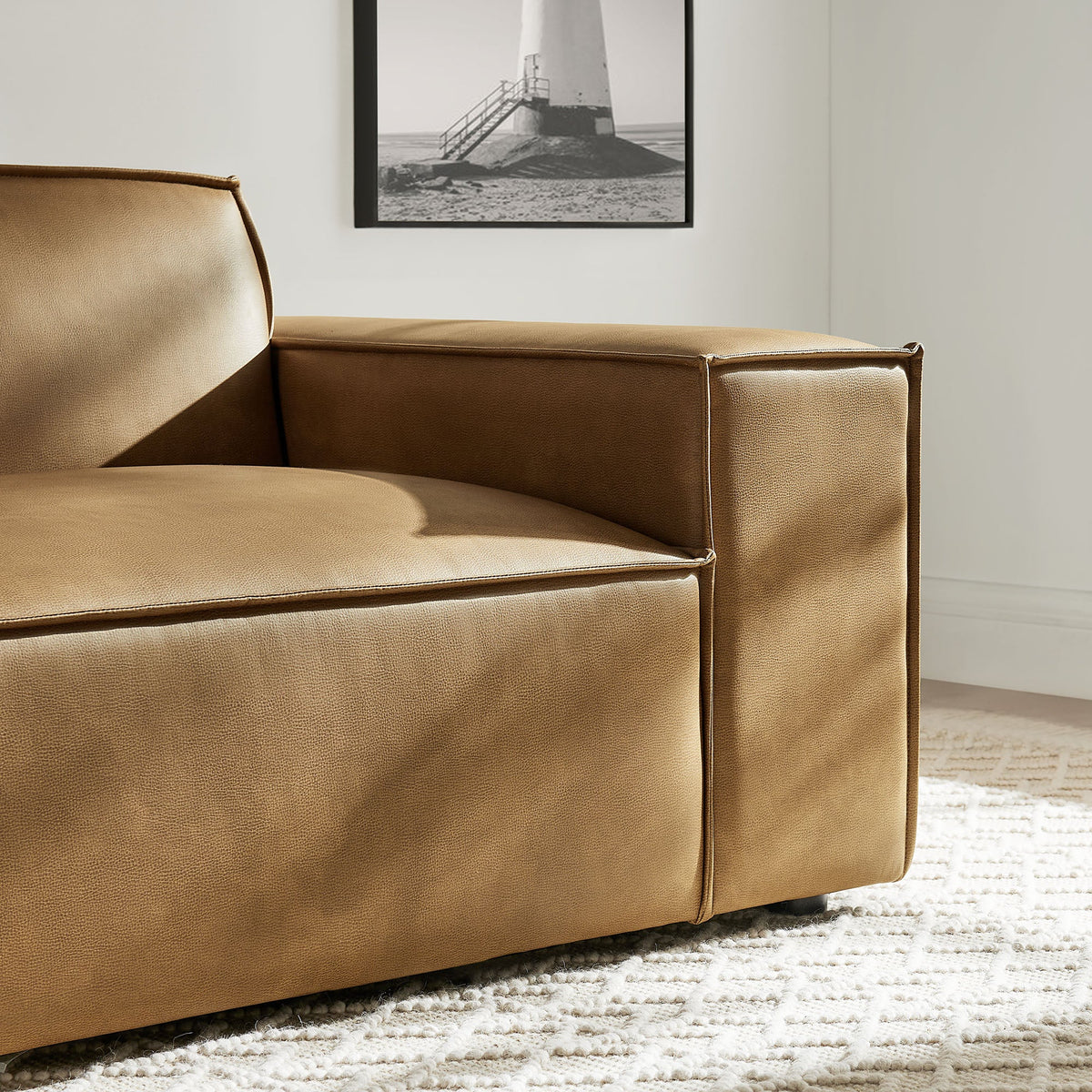 Restore Toast Vegan Leather Right-Facing Modular Lounge Chair - Ornate Home