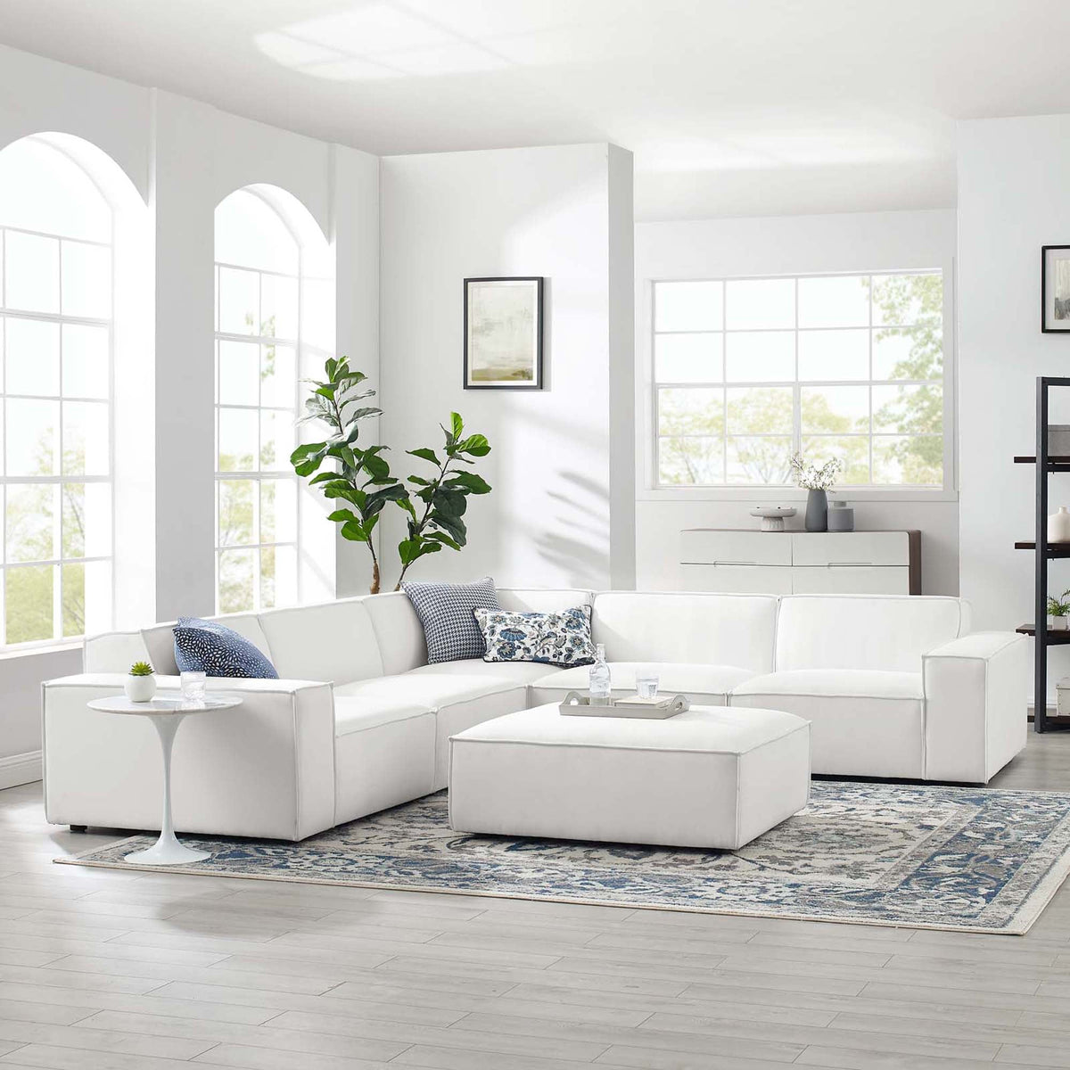 Restore White 6-Piece Sectional Sofa - 122.50x122.50" - Ornate Home