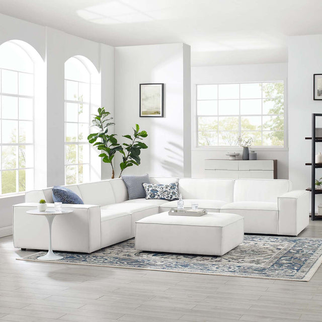 Restore White 6-Piece Sectional Sofa - 122.50x122.50" - Ornate Home