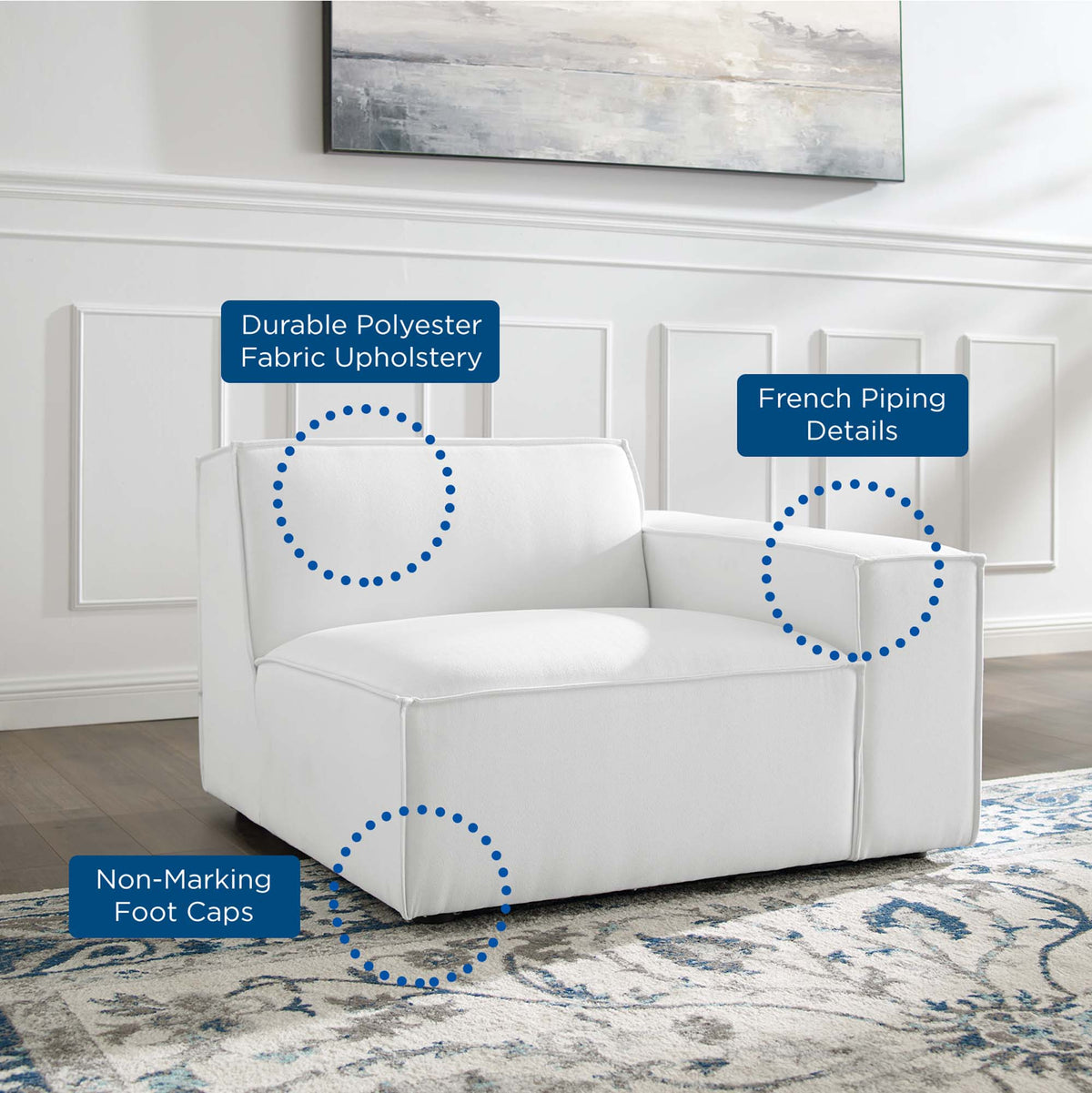 Restore White Right-Arm Sectional Sofa Chair - Ornate Home