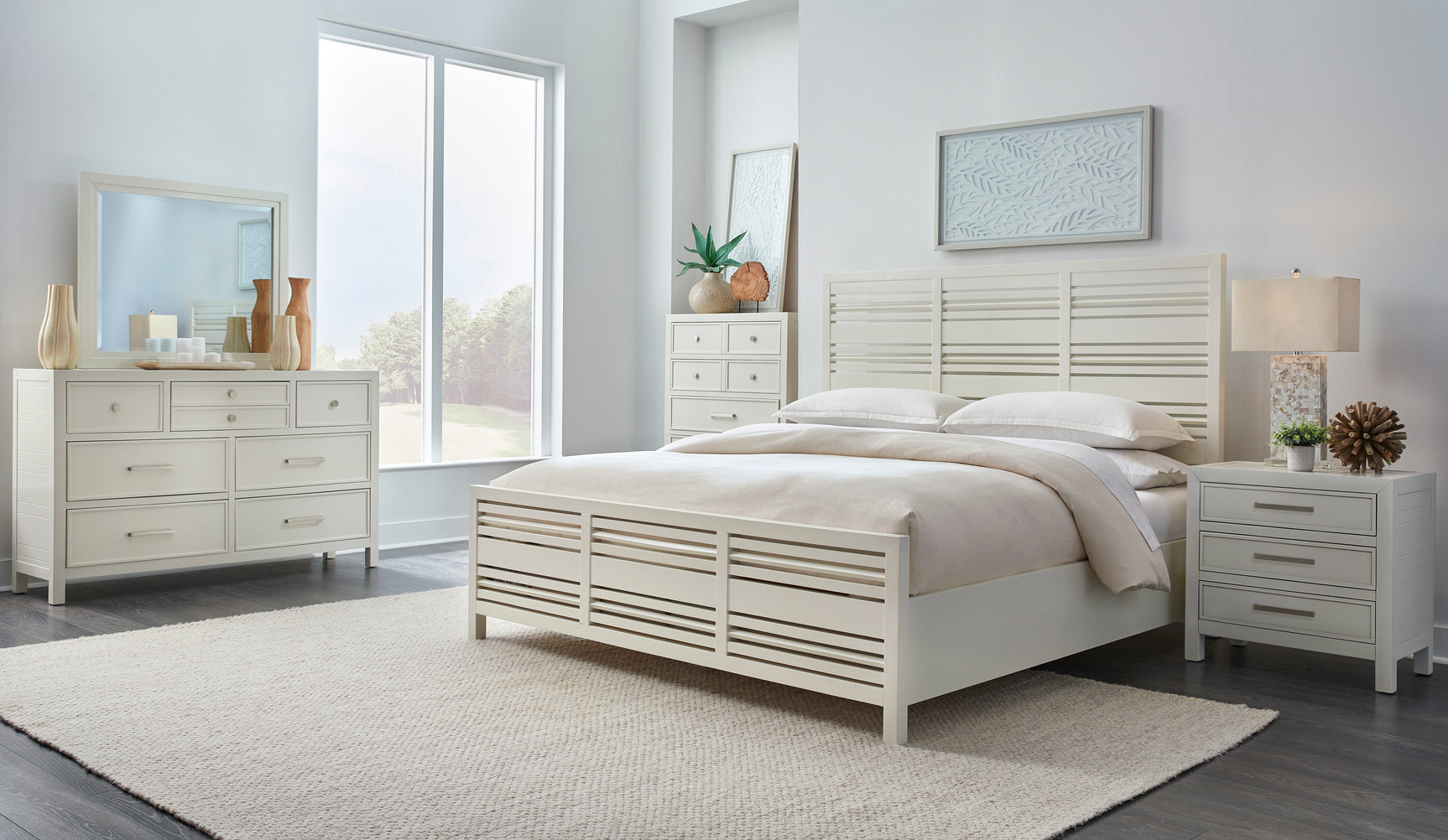 Retreat Slatted Platform Bed in Snowfall - Ornate Home