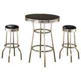 Retro Black 3-piece Round 1950s Bistro Pub Bar Table Set - Ornate Home