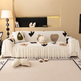 Retro Floral Sofa Cover with Sheer Ruffle Skirt, Decorative Sofa Protector Cover - Ornate Home