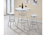 Retro White 3-piece Round 1950s Bistro Pub Bar Table Set - Ornate Home