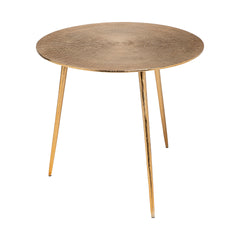 Reva Gold Large Round Top Cast Aluminum Accent Table - Ornate Home