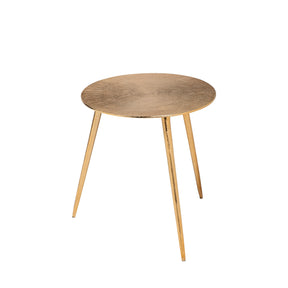 Reva Gold Small Round Top Cast Aluminum Accent Table - Ornate Home