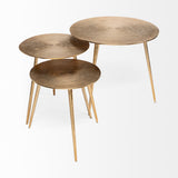 Reva Gold Small Round Top Cast Aluminum Accent Table - Ornate Home