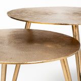 Reva Gold Small Round Top Cast Aluminum Accent Table - Ornate Home