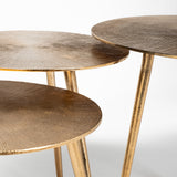 Reva Gold Small Round Top Cast Aluminum Accent Table - Ornate Home