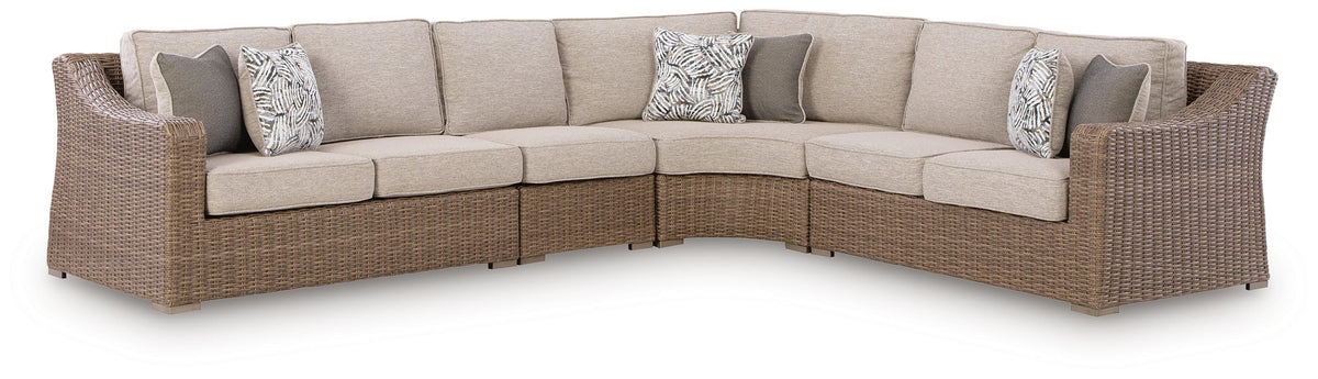Revare Beach Beige 4-Piece Outdoor Sectional - Ornate Home