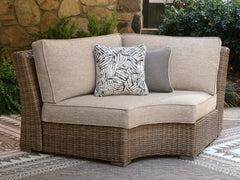 Revare Beach Beige Outdoor Curved Corner Chair with Cushion - Ornate Home
