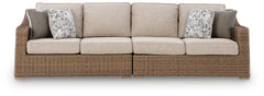 Revare Beach Beige Outdoor Right and Left-arm Facing Loveseat with Cushion (Set of 2) - Ornate Home