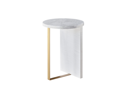 Reverie White Carrara Marble/White Sycamore Round Accent Table - Ornate Home