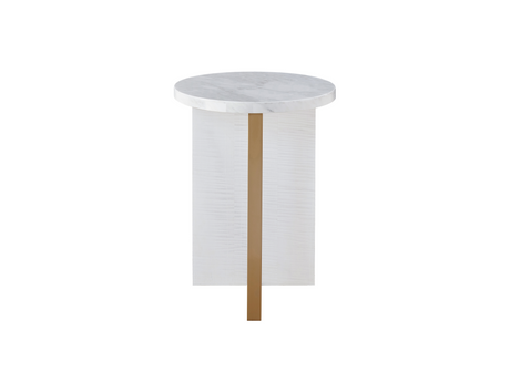 Reverie White Carrara Marble/White Sycamore Round Accent Table - Ornate Home