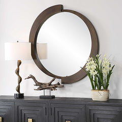 Reverse Bronze Round Mirror - Ornate Home