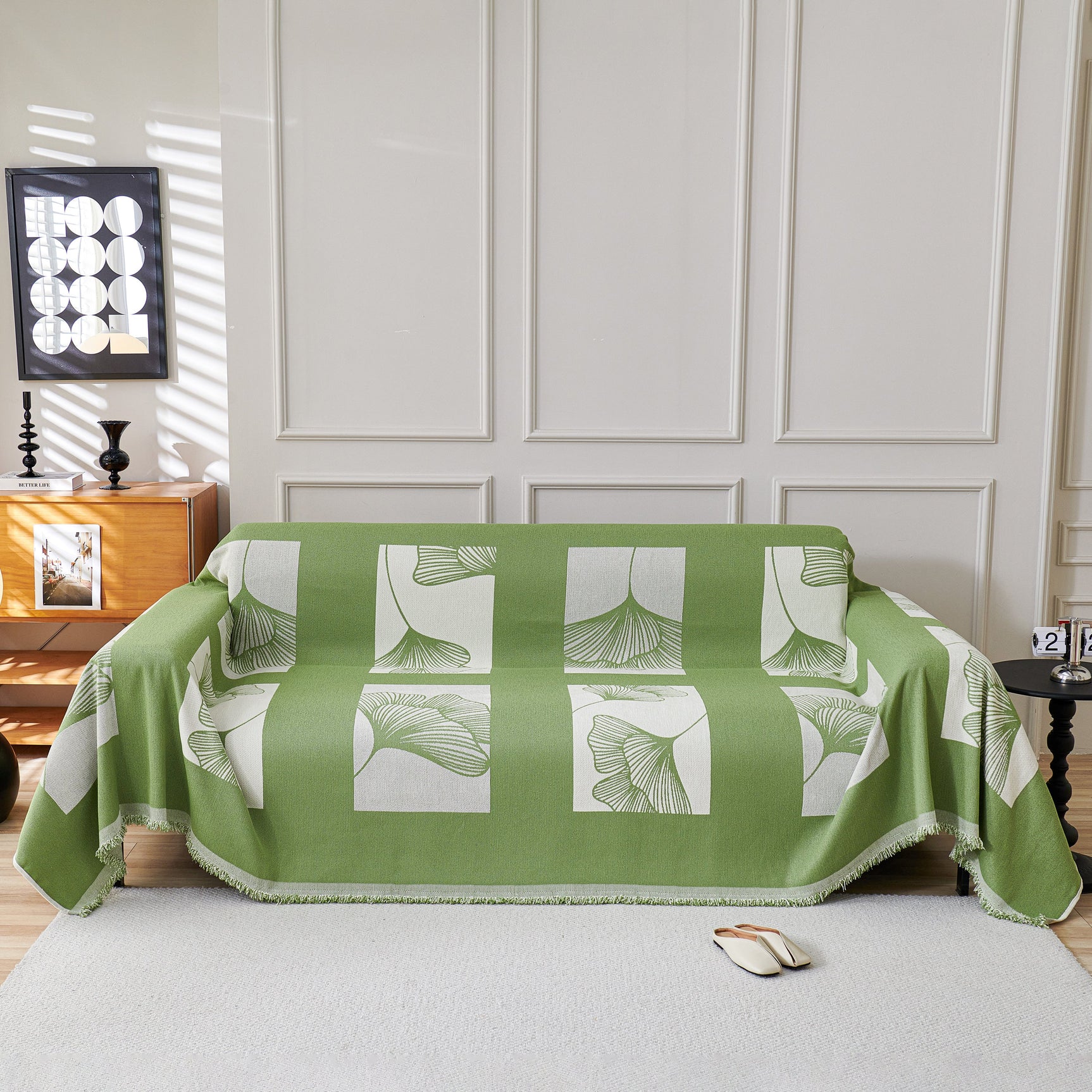 Reversible Ginkgo Leaf Furniture Slipcovers for Sofas Scratch Resistant Sectional Sofa Throw Covers - Ornate Home