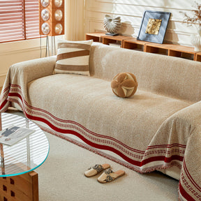 Reversible Herringbone Sofa Cover, 2-in-1 Classic British Throw Blanket for Couch - Ornate Home