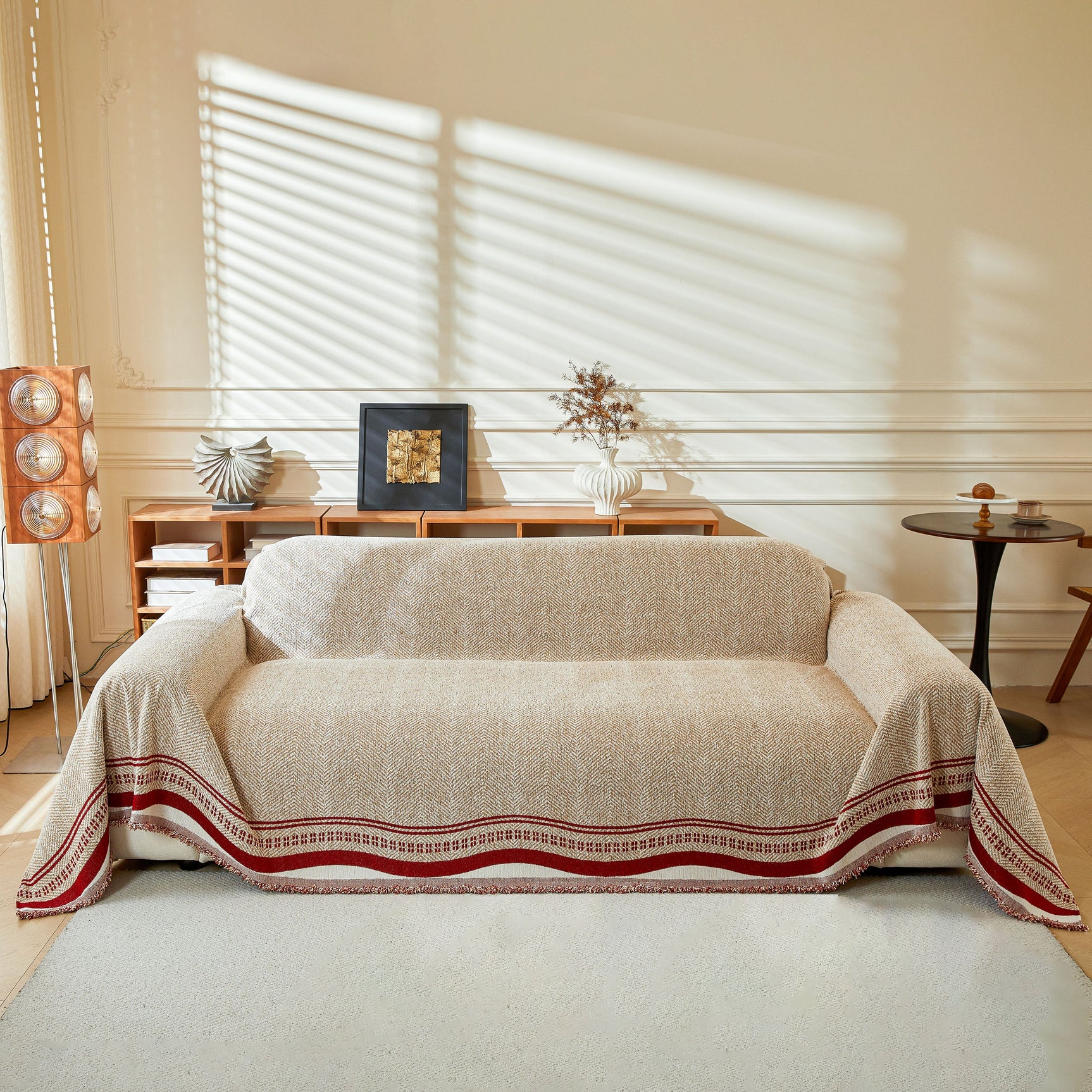 Reversible Herringbone Sofa Cover, 2-in-1 Classic British Throw Blanket for Couch - Ornate Home