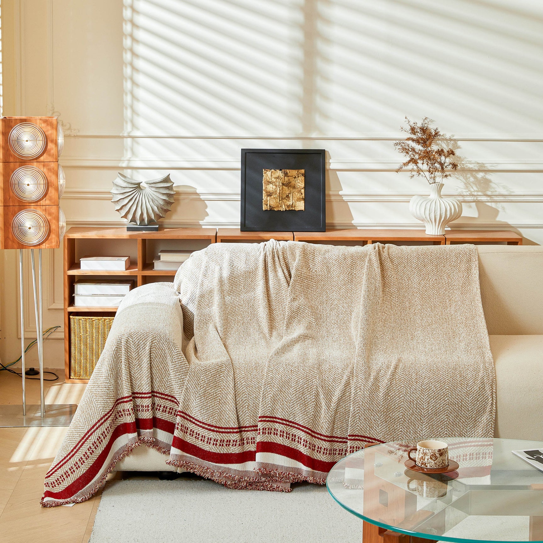 Reversible Herringbone Sofa Cover, 2-in-1 Classic British Throw Blanket for Couch - Ornate Home