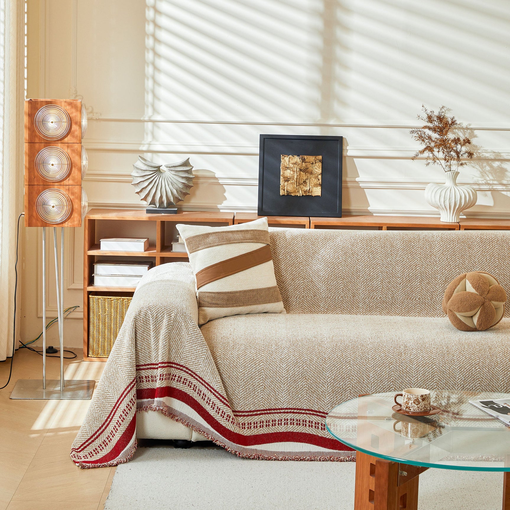 Reversible Herringbone Sofa Cover, 2-in-1 Classic British Throw Blanket for Couch - Ornate Home