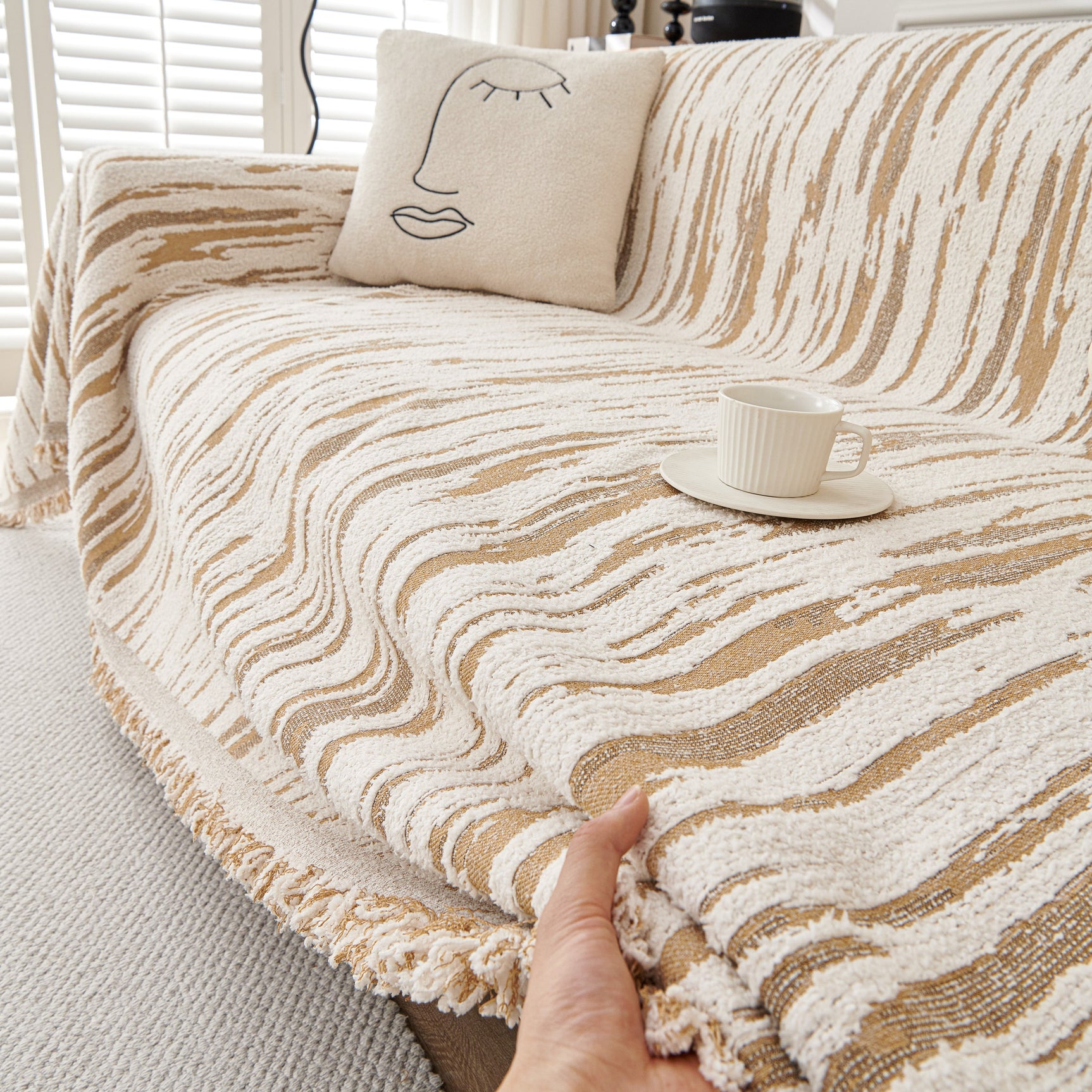 Reversible Sofa Throw Blanket, Couch Cover Sofa Slipcover for Most Shape Sofas - Ornate Home