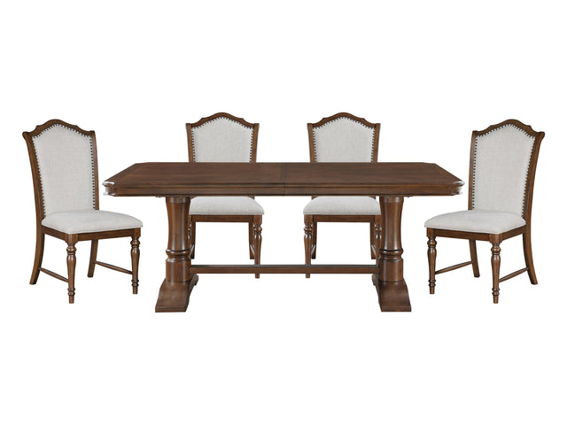 Rexford Cherry/Gray 5-Piece Dining Table Set - Ornate Home