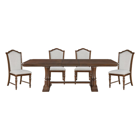 Rexford Cherry/Gray 5-Piece Dining Table Set - Ornate Home