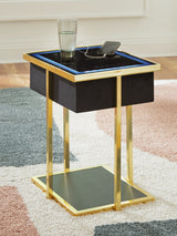 Rexwell Black/Gold Finish Accent Table with Speaker - Ornate Home