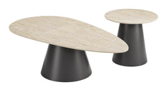 Reyes Natural & Black Coffee Table Set (2-Piece) - Ornate Home