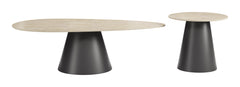 Reyes Natural & Black Coffee Table Set (2-Piece) - Ornate Home