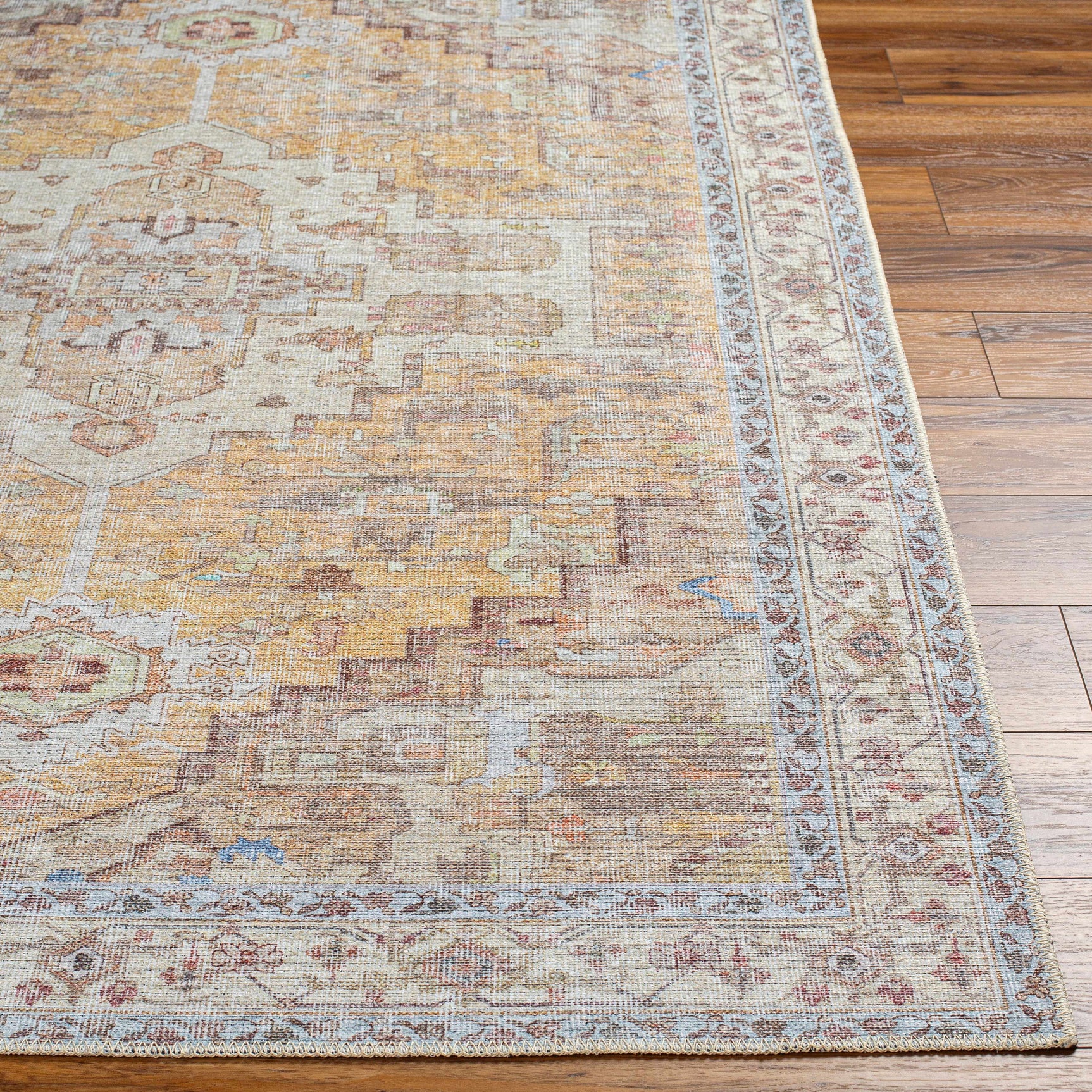 Reza Mustard Washable Rug - Clearance - Ornate Home