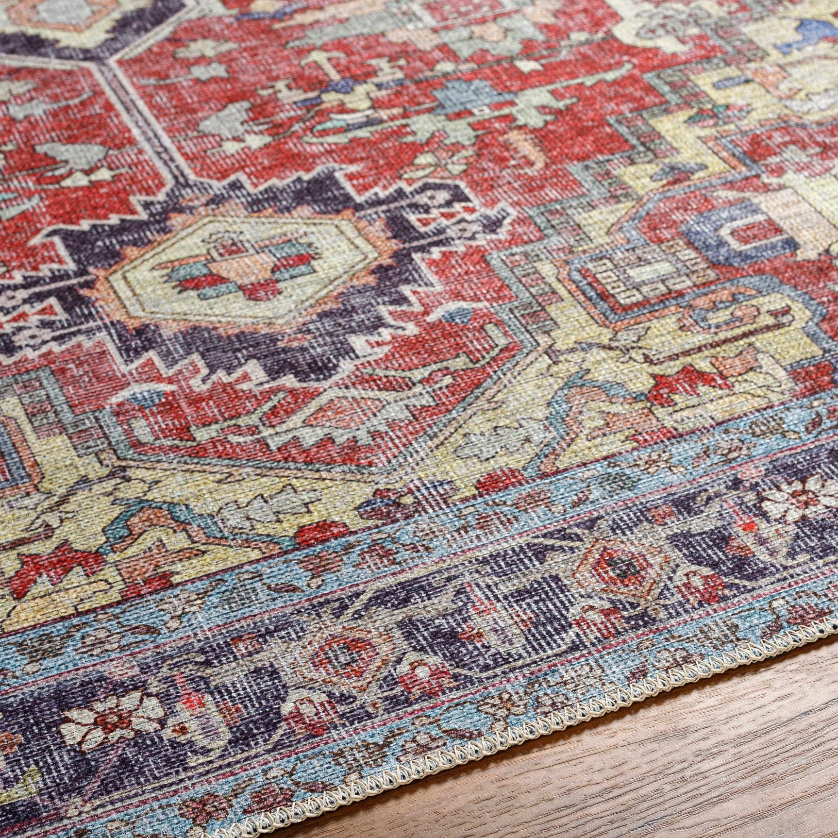 Reza Red Washable Rug - Clearance - Ornate Home