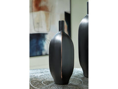 Rhaveney Black Vase (9.45" H) (Set of 3) - Ornate Home