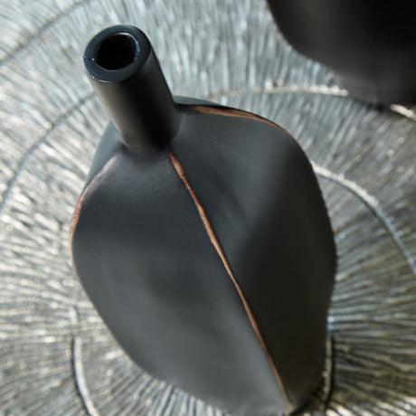 Rhaveney Black Vase (9.45" H) (Set of 3) - Ornate Home