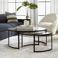 Rhea Black Nesting Coffee Tables (Set of 2) - Ornate Home
