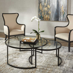 Rhea Black Nesting Coffee Tables (Set of 2) - Ornate Home