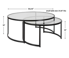 Rhea Black Nesting Coffee Tables (Set of 2) - Ornate Home