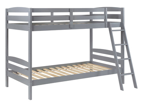 Rhea Grey Twin Over Twin Bunk Bed - Ornate Home