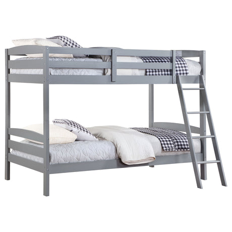 Rhea Grey Twin Over Twin Bunk Bed - Ornate Home