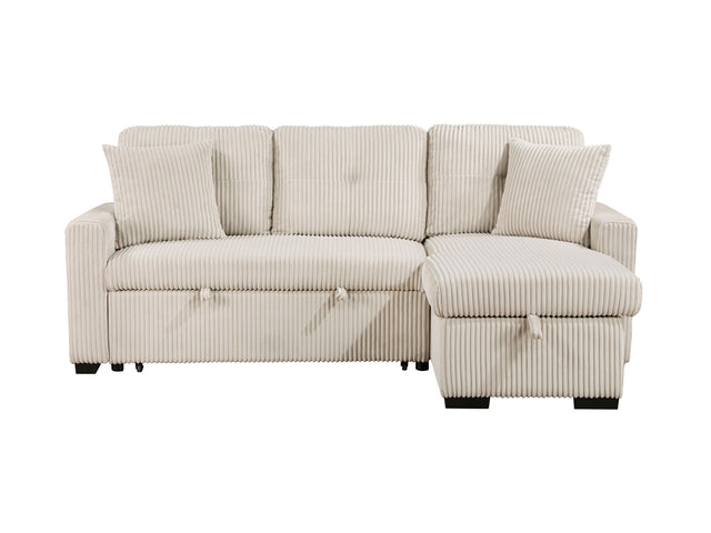 Rhett Beige 3-Piece Reversible Sectional with Pull-Out Bed - Ornate Home