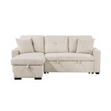 Rhett Beige 3-Piece Reversible Sectional with Pull-Out Bed - Ornate Home