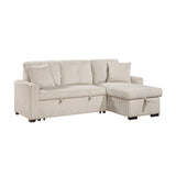 Rhett Beige 3-Piece Reversible Sectional with Pull-Out Bed - Ornate Home