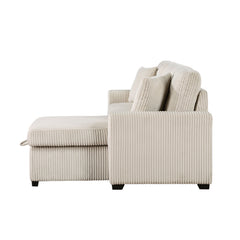 Rhett Beige 3-Piece Reversible Sectional with Pull-Out Bed - Ornate Home