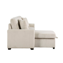 Rhett Beige 3-Piece Reversible Sectional with Pull-Out Bed - Ornate Home