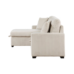 Rhett Beige 3-Piece Reversible Sectional with Pull-Out Bed - Ornate Home