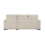 Rhett Beige 3-Piece Reversible Sectional with Pull-Out Bed - Ornate Home