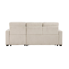 Rhett Beige 3-Piece Reversible Sectional with Pull-Out Bed - Ornate Home