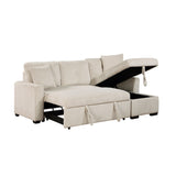 Rhett Beige 3-Piece Reversible Sectional with Pull-Out Bed - Ornate Home